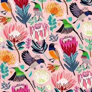 Sunbirds & Proteas (Large Version)