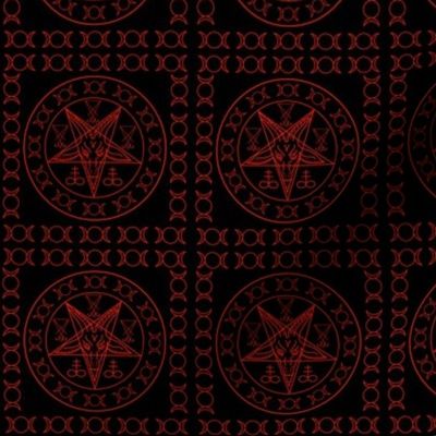  Sigil of Baphomet, Triple moon, Baphomet Goat with Satanic symbols 