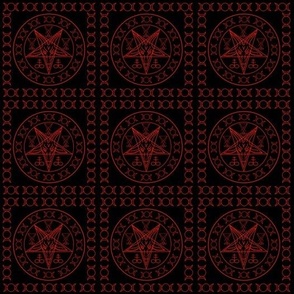  Sigil of Baphomet, Triple moon, Baphomet Goat with Satanic symbols 