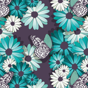 Normal scale // African Daisy Spring Floral // teal