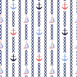 Anchors and sailboats nautical print