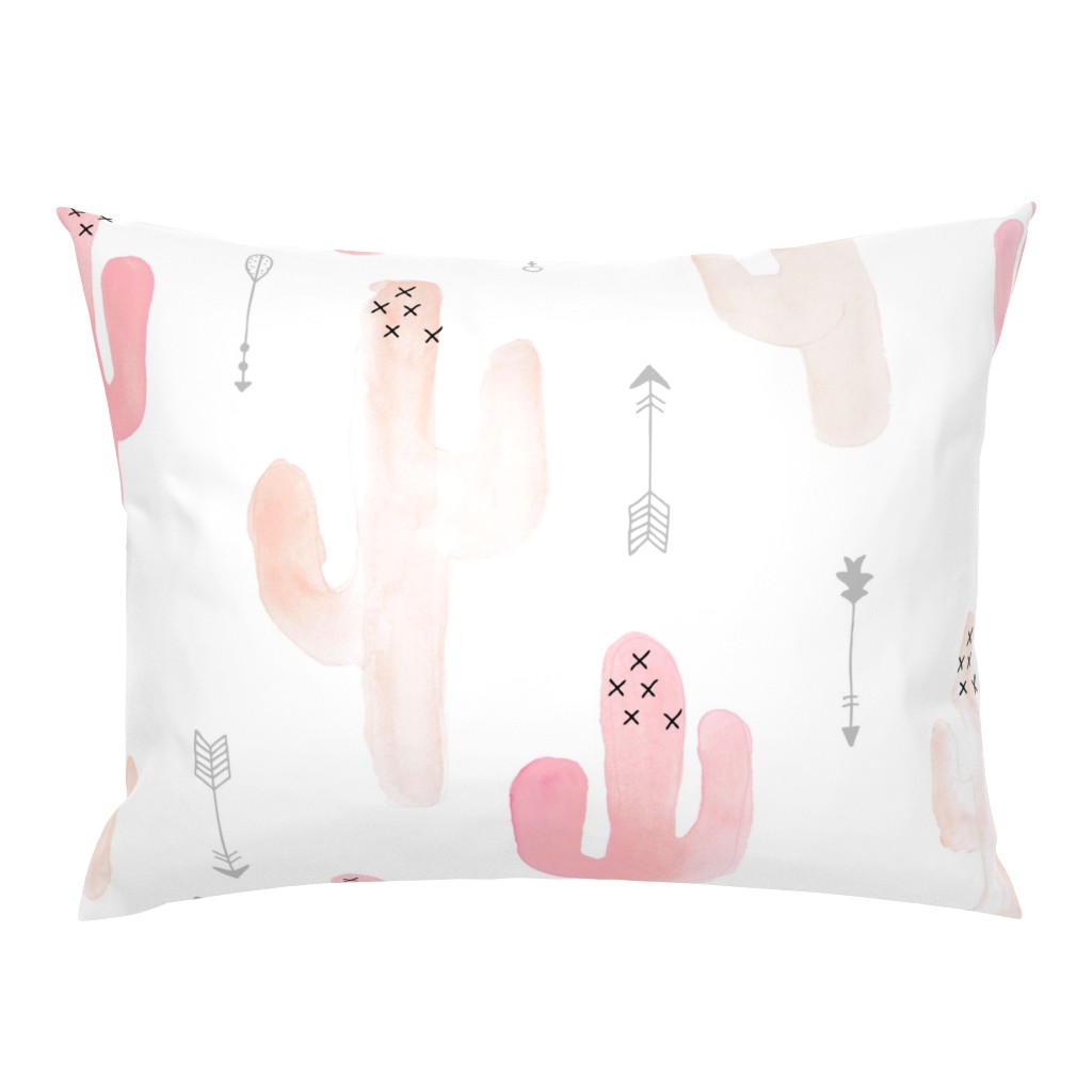 Watercolor cactus illustration indian summer theme with arrows in blush peach pink and gray JUMBO