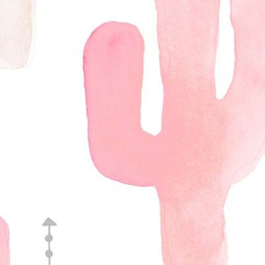 Watercolor cactus illustration indian summer theme with arrows in blush peach pink and gray JUMBO