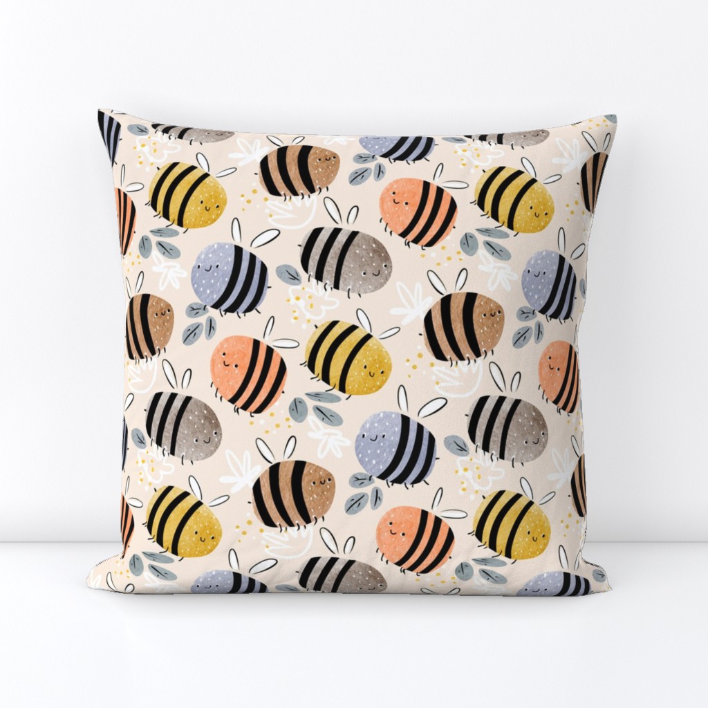 watercolor bees pattern