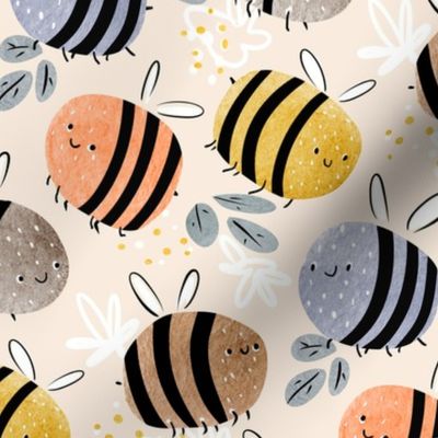 watercolor bees pattern