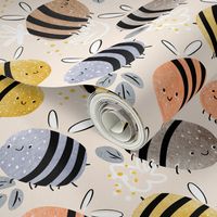 watercolor bees pattern