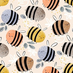 watercolor bees pattern