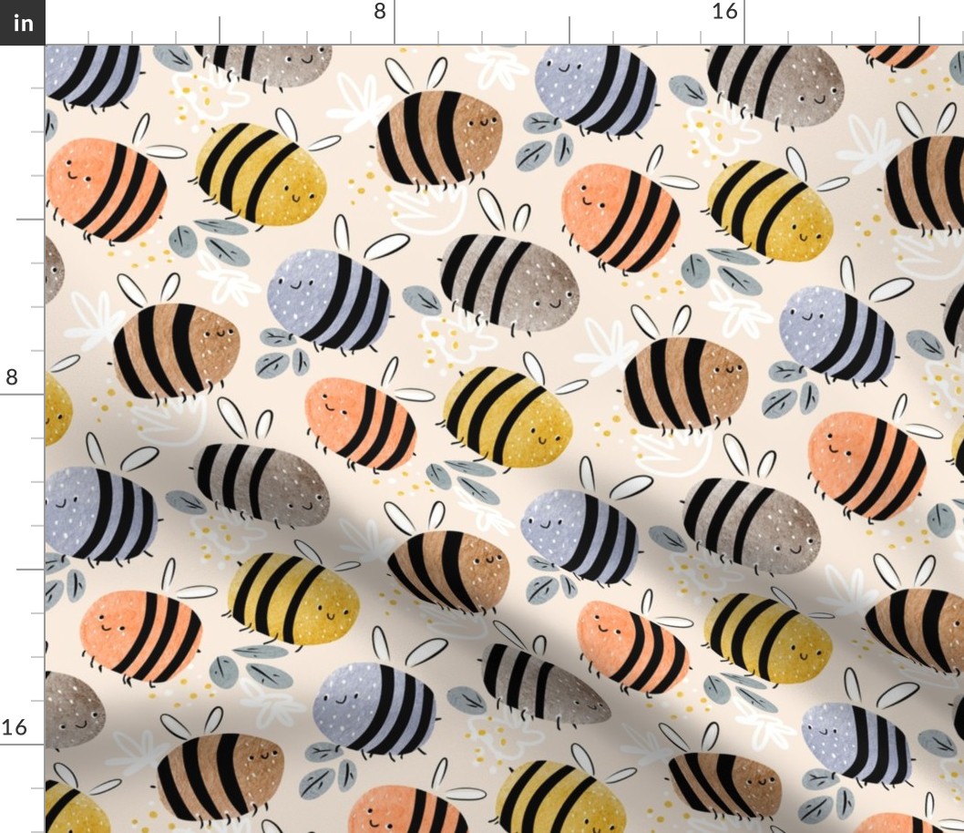 watercolor bees pattern