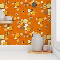 Mid century modern bees - Orange