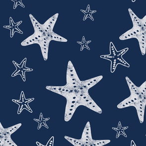 Starfish Navy and white - Large Scale
