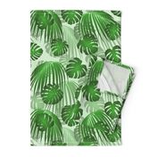 Green Monstera Palm Leaves