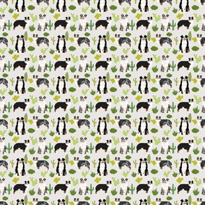 TINY - australian shepherds cactus dogs aussie dogs australian shepherds cacti fabric blue merle black and tan tri fabric