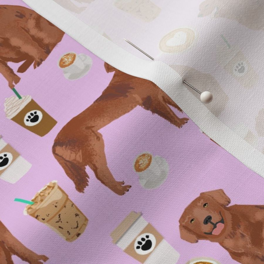 golden retriever coffee fabric - dog breed fabric, dog fabric, retriever dog fabric, dog fabric - coffee - lilac