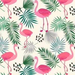 Flamingo and Leaves