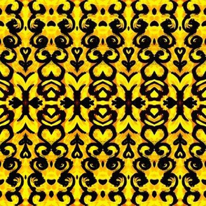 black and yellow ornate