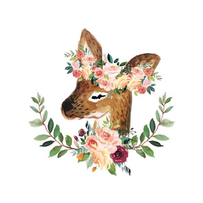 18x18" fawn with floral crown