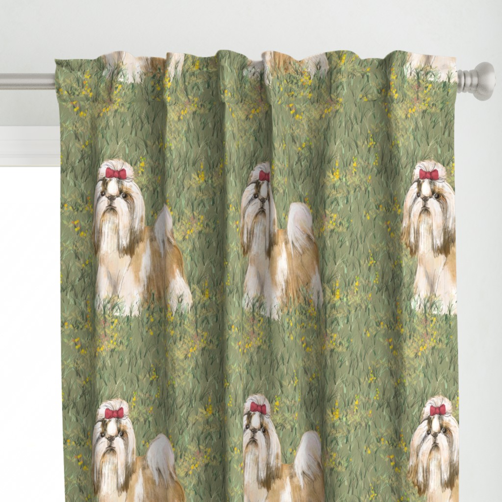 Shih Tzu in Wildflower Field for Pillow