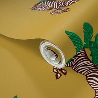 Zebra Banana Leaves Gold Brown