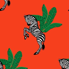 Zebra Banana Leaves Orange Black