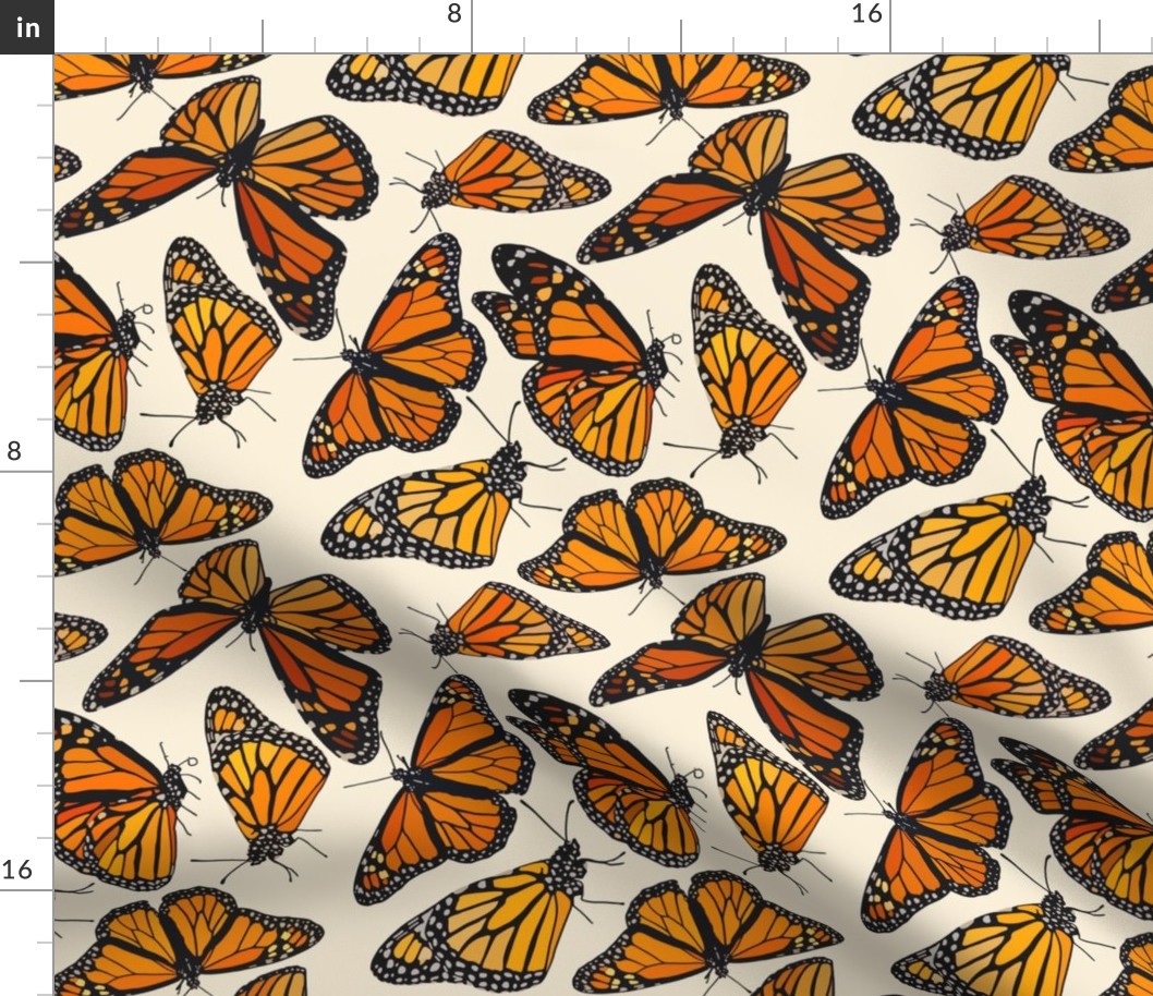 Monarchs on cream  9”