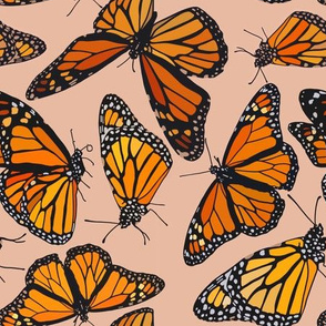 Monarchs on pink 9”
