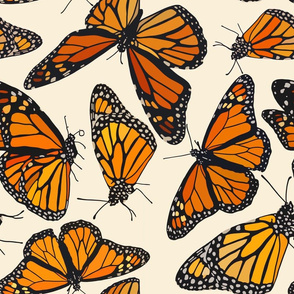 Monarchs on cream 18”