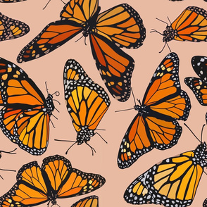 Monarchs on pink 18”