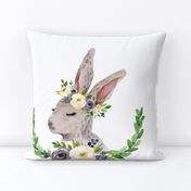 18x18" rabbit with floral crown