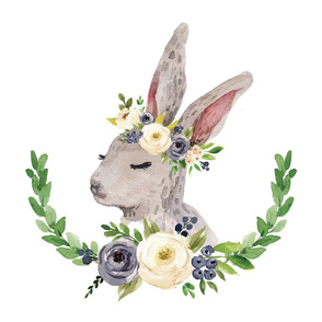 18x18" rabbit with floral crown