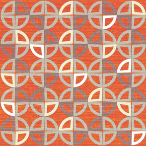 Mid Century Modern graphic circles red gray