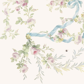 Rococo Roses vanilla border print