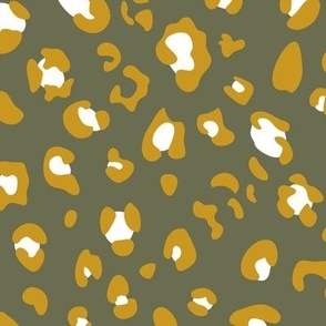 leopard print - army gold white