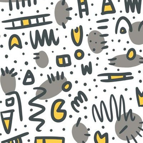 A gray and yellow doodle (large scale)