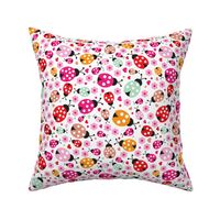 Colorful lady bugs illustration pattern for girls ROTATED