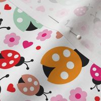Colorful lady bugs illustration pattern for girls ROTATED