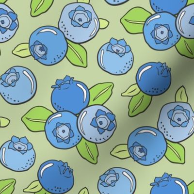 Blueberries Fruit on Light Olive Green