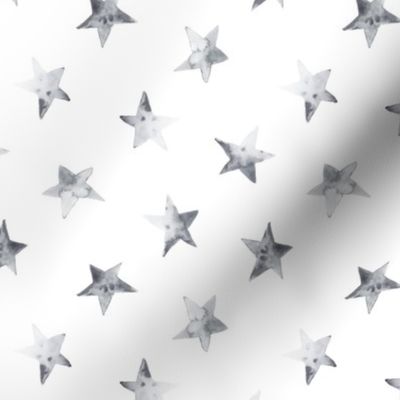 Silver watercolor stars for modern nursery