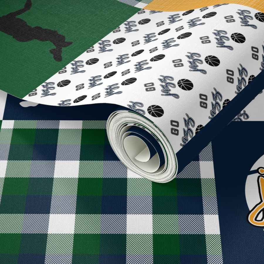 Basketball//Jazz - Wholecloth Cheater Quilt