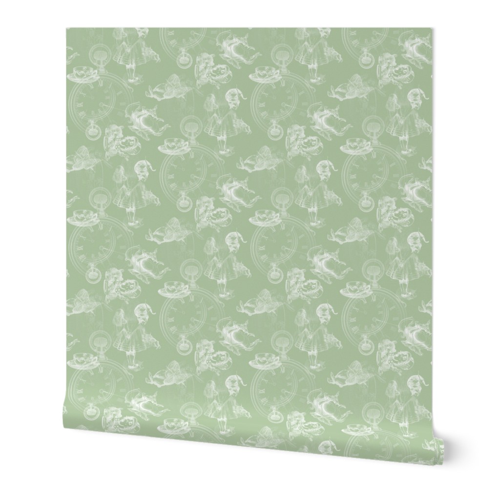 Alice in Wonderland Tea Party in soft sage green