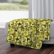 Mid Century Modern abstract  green gray yellow