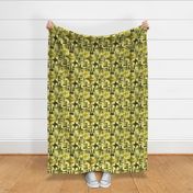 Mid Century Modern abstract  green gray yellow