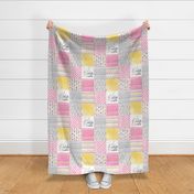 Elephant//Worth The Wait//Pink&Yellow - Wholecloth Cheater Quilt