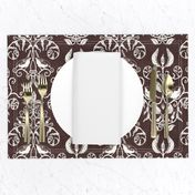 Damask Woodland bird brown 