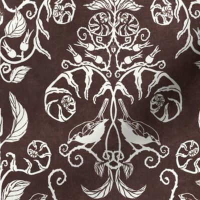 Damask Woodland bird brown 