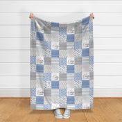 Elephant//Worth The Wait//Blue - Wholecloth Cheater Quilt