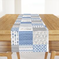 Elephant//Worth The Wait//Blue - Wholecloth Cheater Quilt