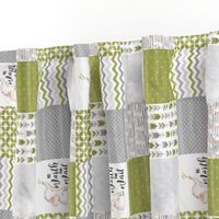 3 inch Elephant//Worth The Wait//Olive Green - Wholecloth Cheater Quilt - Rotated