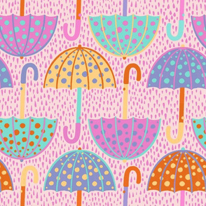Pink Polka Dot Umbrellas 