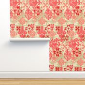 Hawaiian Abstract Quilt Floral - Living Coral