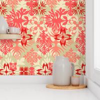 Hawaiian Abstract Quilt Floral - Living Coral